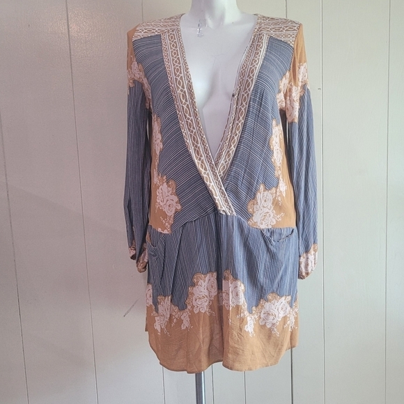 Zaful Long Sleeve Tunic Lightweight Short Dress NWT Boho Chic Size L - Picture 2 of 12